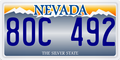 NV license plate 80C492