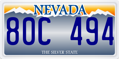 NV license plate 80C494