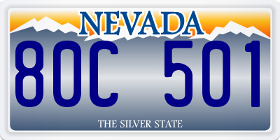 NV license plate 80C501
