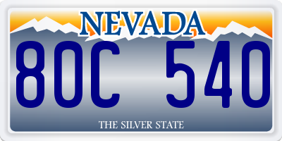 NV license plate 80C540