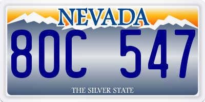 NV license plate 80C547