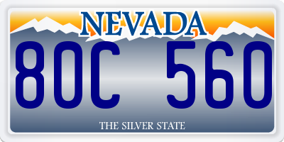 NV license plate 80C560