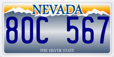 NV license plate 80C567