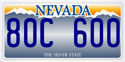 NV license plate 80C600
