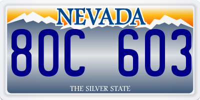 NV license plate 80C603
