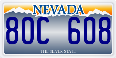 NV license plate 80C608