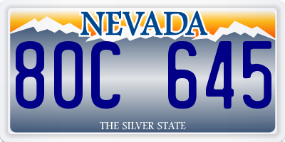 NV license plate 80C645