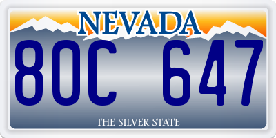 NV license plate 80C647