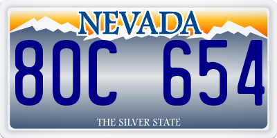 NV license plate 80C654