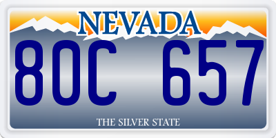 NV license plate 80C657