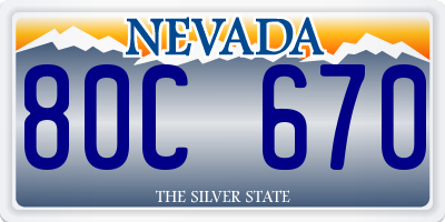 NV license plate 80C670