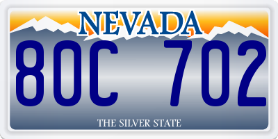 NV license plate 80C702