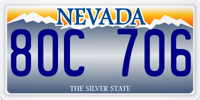 NV license plate 80C706