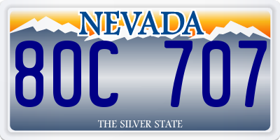 NV license plate 80C707