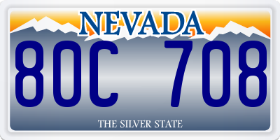 NV license plate 80C708