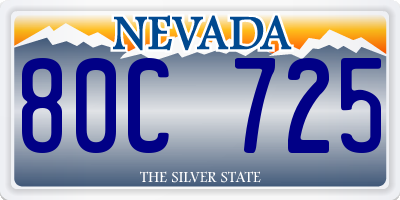 NV license plate 80C725