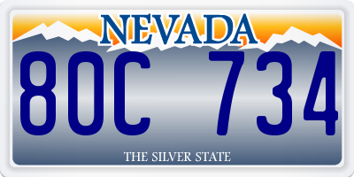 NV license plate 80C734