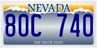 NV license plate 80C740