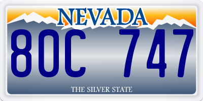 NV license plate 80C747