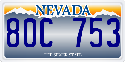 NV license plate 80C753