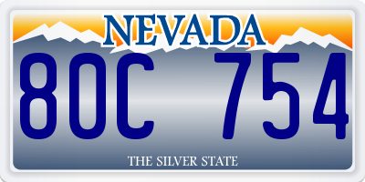 NV license plate 80C754