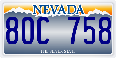 NV license plate 80C758