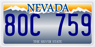 NV license plate 80C759