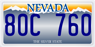 NV license plate 80C760