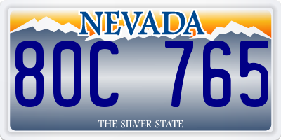 NV license plate 80C765