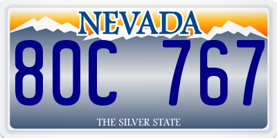 NV license plate 80C767