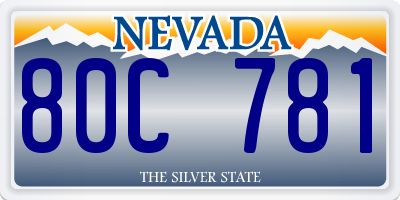 NV license plate 80C781