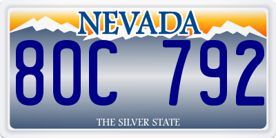 NV license plate 80C792
