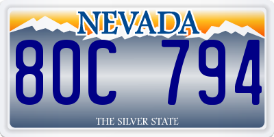 NV license plate 80C794