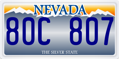 NV license plate 80C807