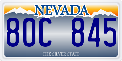 NV license plate 80C845