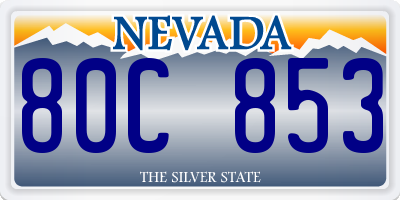 NV license plate 80C853