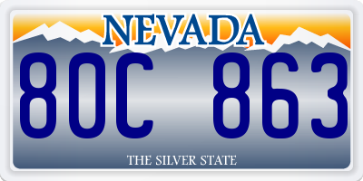 NV license plate 80C863