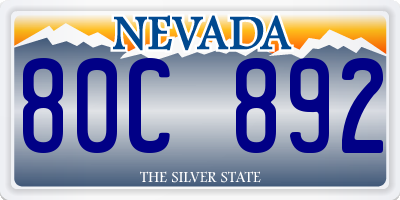 NV license plate 80C892