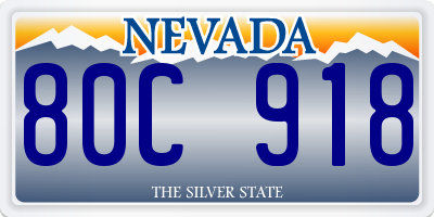 NV license plate 80C918