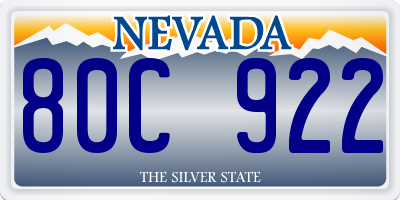 NV license plate 80C922