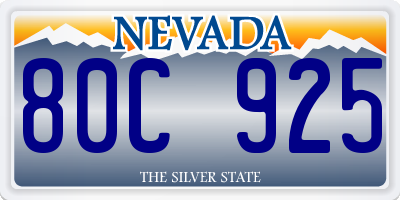 NV license plate 80C925