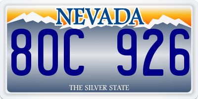 NV license plate 80C926