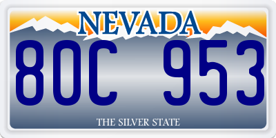 NV license plate 80C953