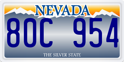 NV license plate 80C954