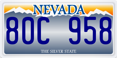 NV license plate 80C958