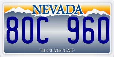 NV license plate 80C960