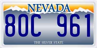 NV license plate 80C961