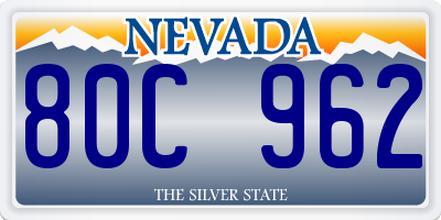 NV license plate 80C962