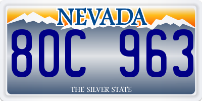 NV license plate 80C963