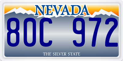 NV license plate 80C972